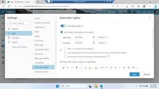 Setting Up an Automatic Reply for Outlook (Web Version) screenshot 2