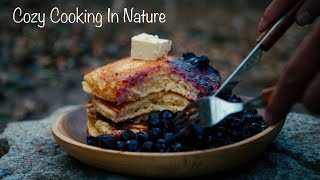 SOLO CAMPING TO MAKE PANCAKES WITH BLUEBERRY JAM [Relaxing Camping Sounds - ASMR]