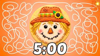5 Minute Fall Scarecrow Cookie Timer 🍪🍂 | Cozy Classroom Countdown!