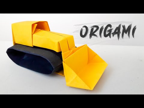 How to make Origami Bulldozer-Paper Art