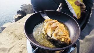 Surf Fishing and Cooking Pan Fry Perch