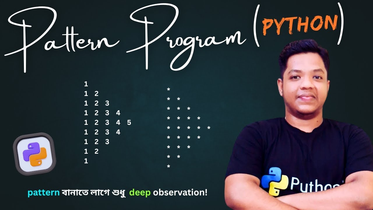 Python Pattern Printing - Type 3 | Increasing & Decreasing Triangle ...