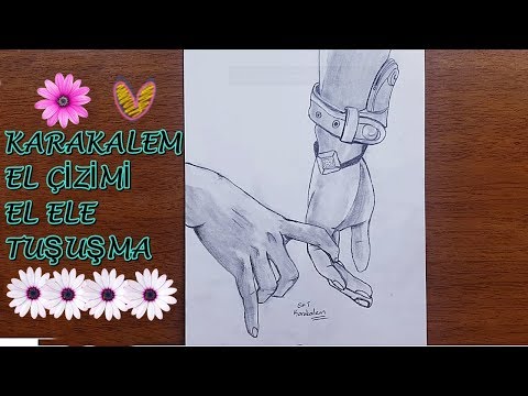 El çizimi karakalem - Nasıl Çizilir - El ele tutuşma sevgili çizimi