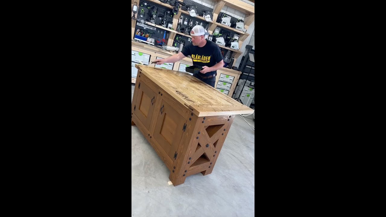 Crafting a custom wood countertop 🪚🪵 to top off the timber frame vanity 🔨💪 