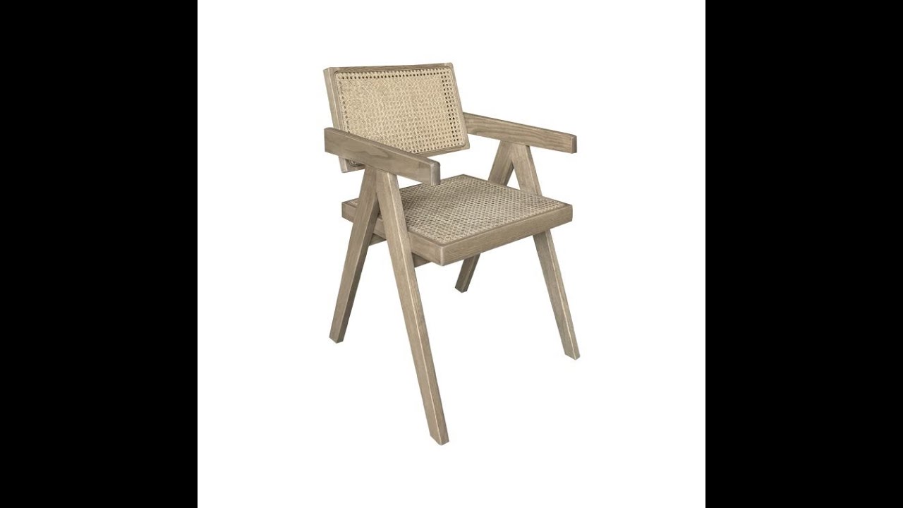 HOOLNN FURNITURE-ASH FRAME CANE BACK AND SEAT RATTAN DINING CHAIR