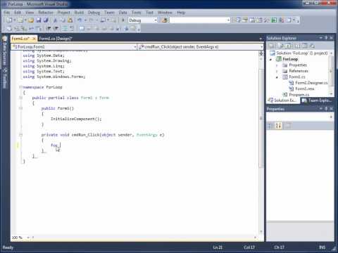 Visual C# 2010 Lesson 17 - Using the for loop
