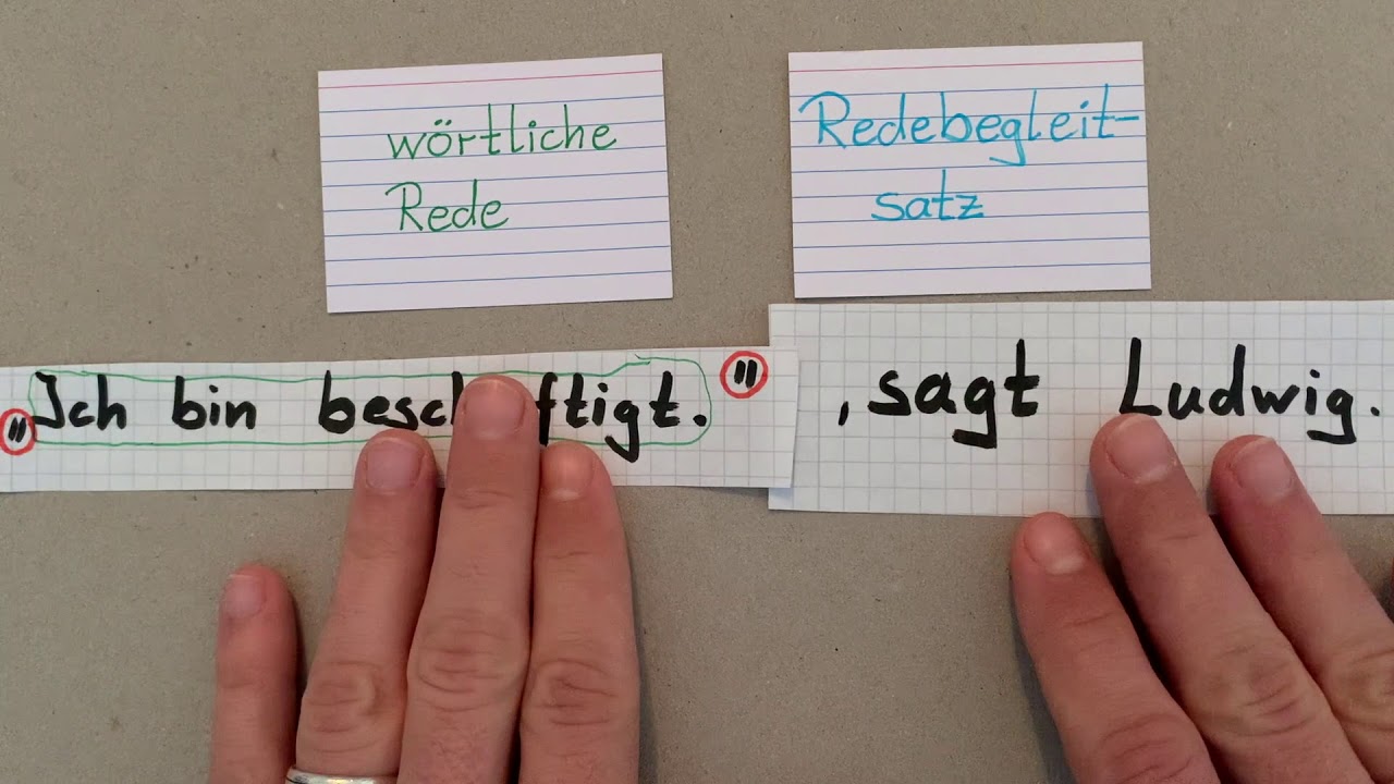 Wörtliche Rede: Einführung Redebegleitsatz hinten - YouTube