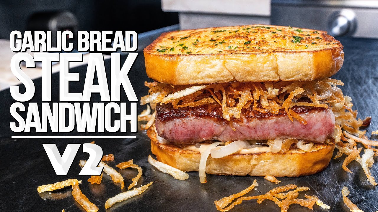 ⁣NEW & IMPROVED GARLIC BREAD STEAK SANDWICH v2 (WITH JAPANESE WAGYU A5!) | SAM THE COOKING GUY