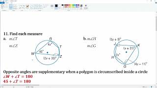 Solving when a Polygon is circumscribed inside a circle. Question 11
