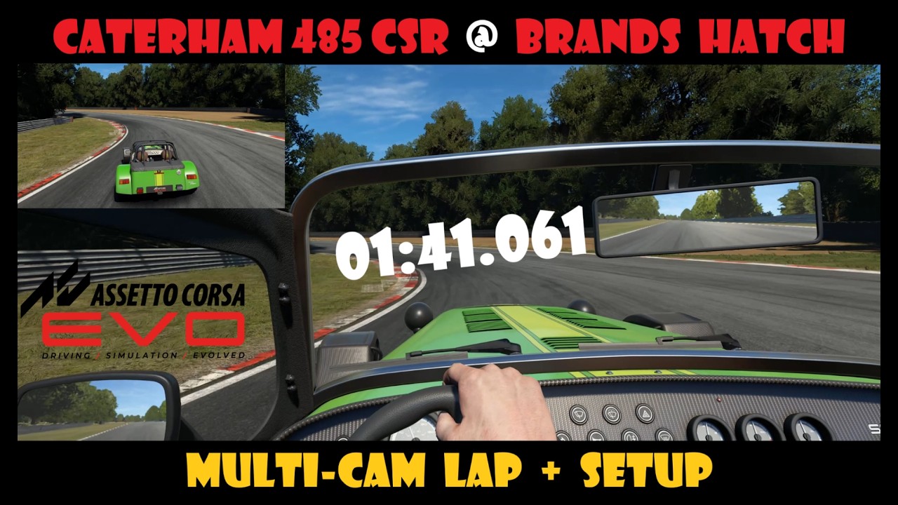 AC Evo | Caterham 485 CSR @ Brands Hatch | 01:41.061 | multi-cam lap + setup