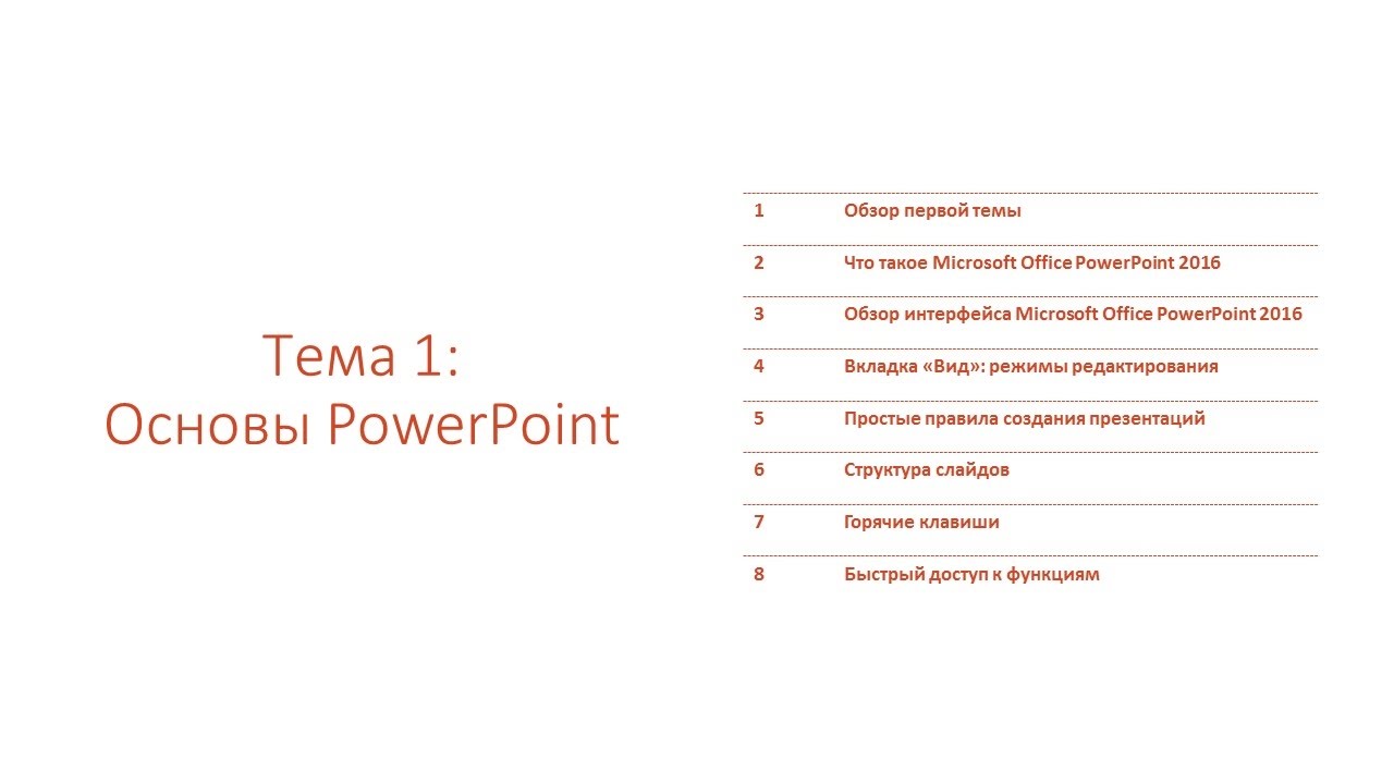 ⁣Тема 1: Основы работы с PowerPoint 2016