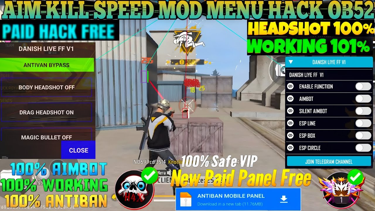 OB52 HACK ✅ Free Fire Headshot Hack Free fire Mod Menu Apk Autokill + fly Hack FF Panel Hack 2026 ❤️