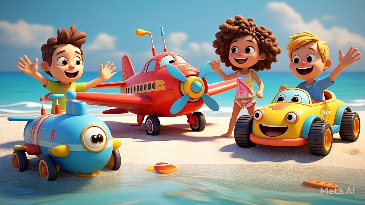 Cancion de Autos, Aviones y submarinos | Canciones Infantiles| La canción de la playa|Dibujo Animado