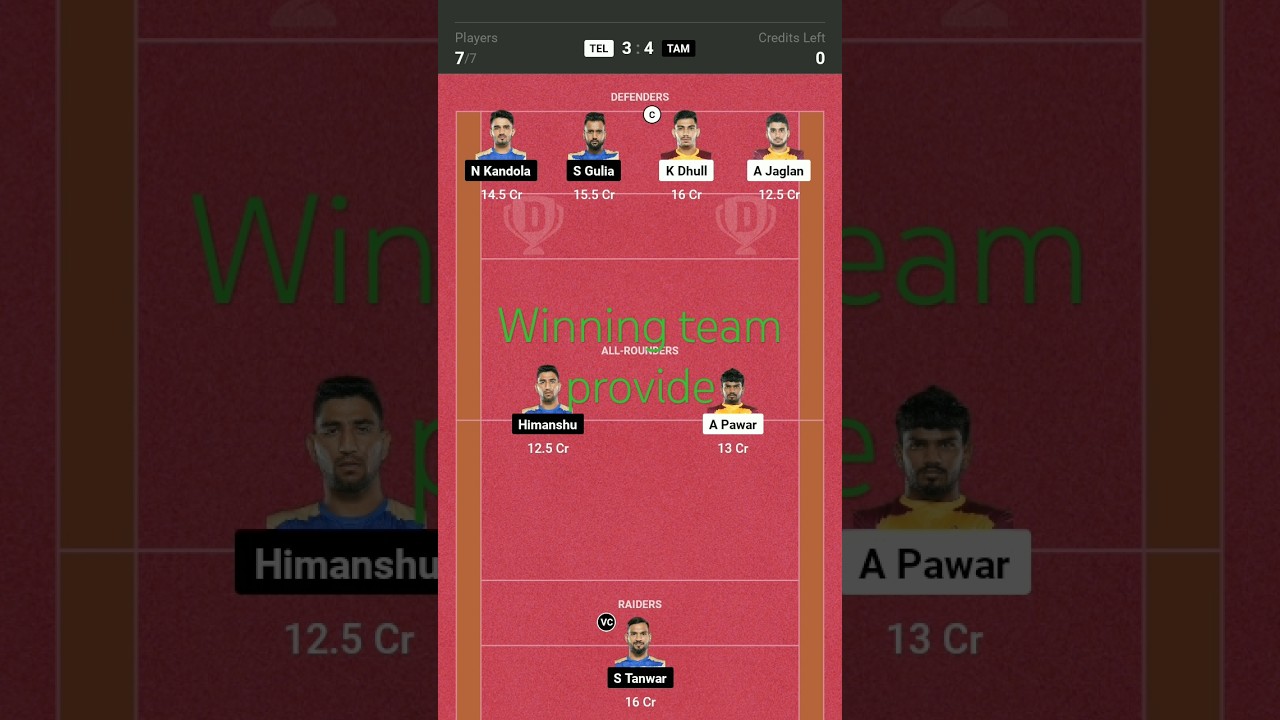 TEL vs TAM Pro Kabaddi dream 11 prediction || winning team provide