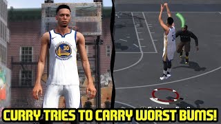 STEPH CURRY ATTEMPTS TO CARRY WORST BUMS ON THE PARK! NBA 2K18 PLAYGROUND