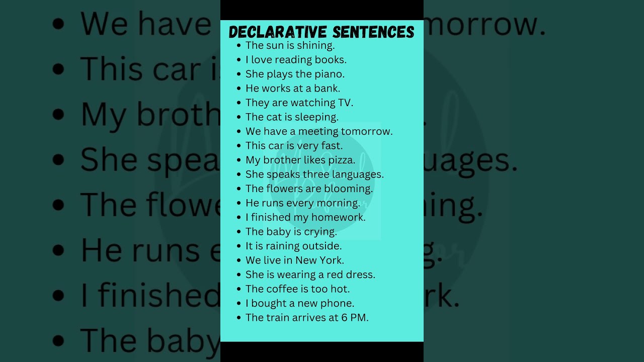  20 Declarative Sentences In English Learn With Examples