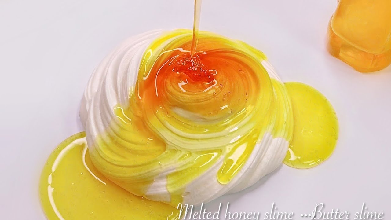 【ASMR】🍯とろ〜り溶けたはちみつスライムでバタースライムを作ってみる🧈【音フェチ】Melted honey slime ↪︎ butter slime 녹은 허니슬라임↪︎ 버터슬라임