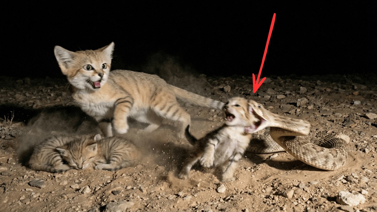 Rattlesnake Attacks Sand Cat Kittens and Regrets It