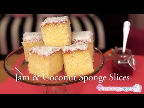 Jam x Coconut Sponge Slices