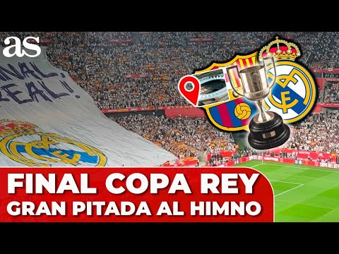 GRAN PITADA Al HIMNO De ESPAÑA En La Cartuja Antes De La FINAL De COPA Entre BARCELONA Y REAL MADRID 