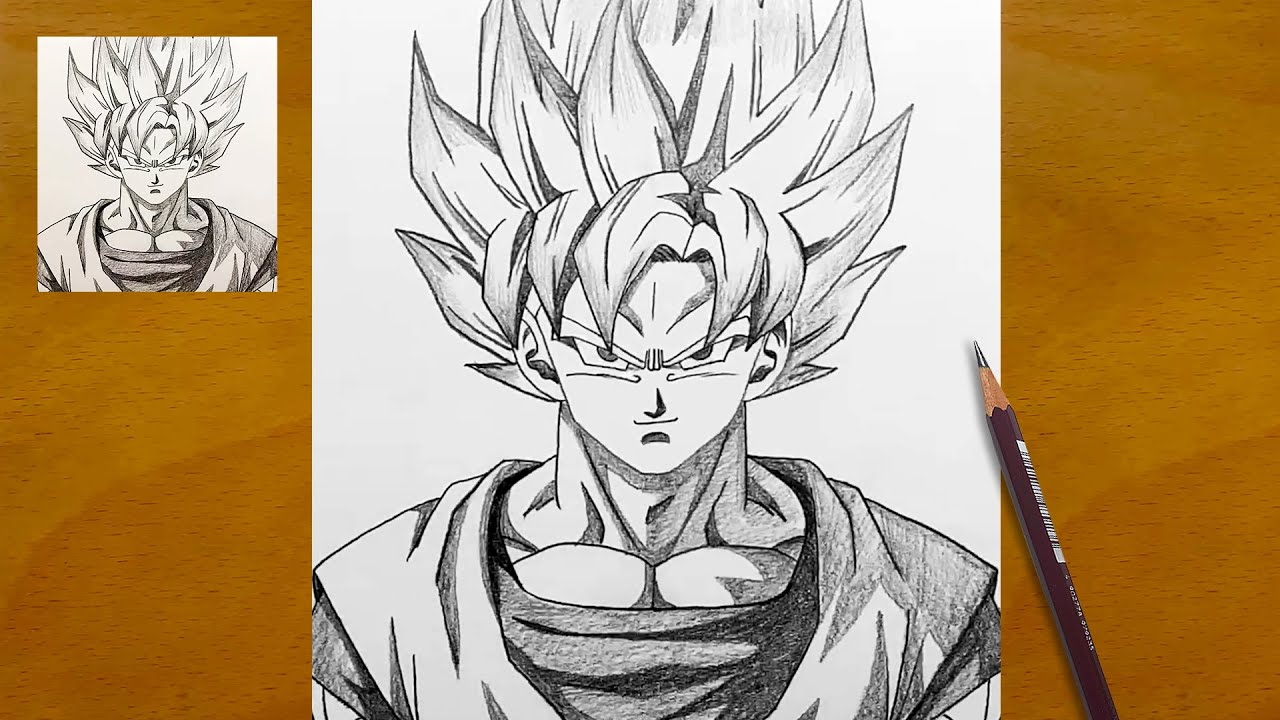 Как нарисовать Гоку Супер Сайяна шаг за шагом || Аниме-набросок || Рисунок Dragon Ball