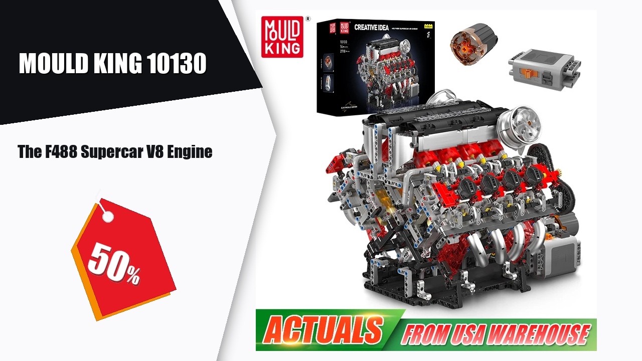 Mould King 10130 The F488 Supercar V8 Engine Building Block
