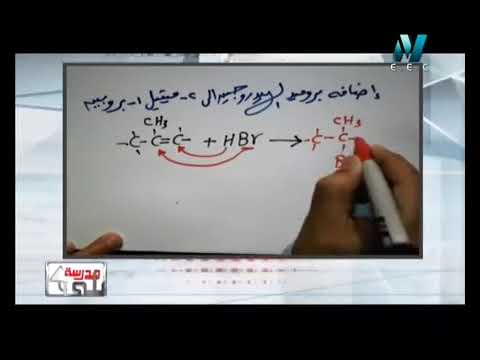 كيمياء عضوية  -    اضافة بروميد الهيدروجين الى 2 -  ميثيل -1-  بروبين/  تطبيقات على قاعدة ماركونيكوف