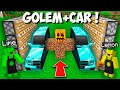 What if YOU COMBINE DIAMOND CAR + DIRT GOLEM in Minecraft ? NEW SECRET COMBINE !