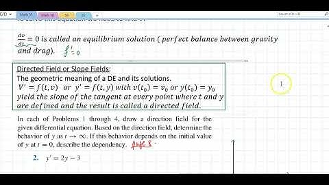Math 55 Section 1.1(1) Some Basic Mathematical Models Directed Fields