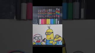 Drawing Minions Kevin, Bob & Stuart With Posca Markers Glitch Effect
