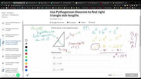 KA - Use Pythagorean theorem to find right triangle side lengths