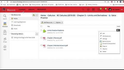 Turn a Schoology Test:Quiz into an Assessment