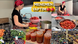 YAPMAYA ELİM GİTMEDİ😕BİR ANDA MENEMEN YAPMAYA KARAR VERDİM😁PAZARA İNDİK✅PEMBE DOMATESLE KARIŞTIRDIM