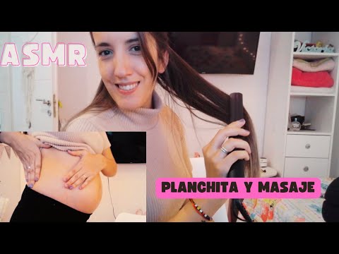 ASMR Planchandome el Pelo lentamente y Masaje en la Panza (5 meses de embarazo) soft spoken