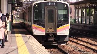 E129系100番台A20編成普通長岡行きがJR新津駅2番線に入線するシーン 2026.5.16