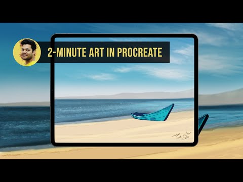 Beach Scene : 2-Minute timelapse video of painting a BEACH LANDSCAPE using procreate