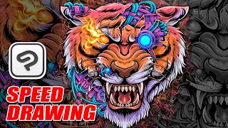 Drawing A Cybertiger Timelapse Illustration In Clip Studio Paint