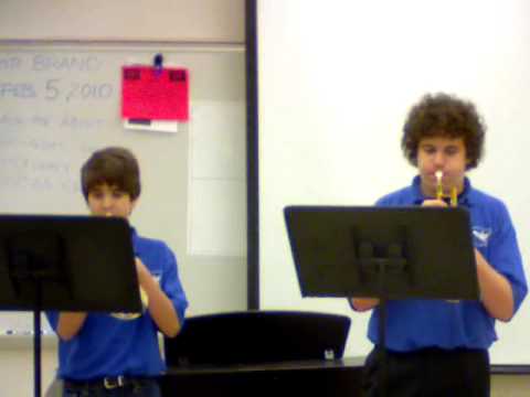 Gregg Ochs and Tyler Lee in "Minuet" trumpet duet.