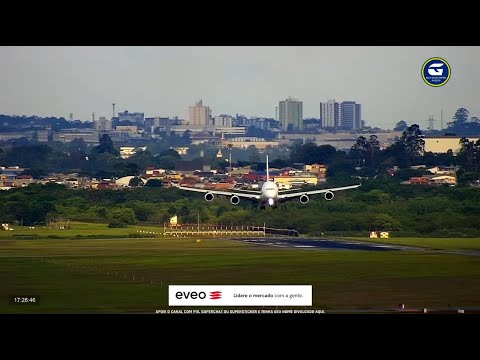 Pouso do A380 da Emirates em Guarulhos