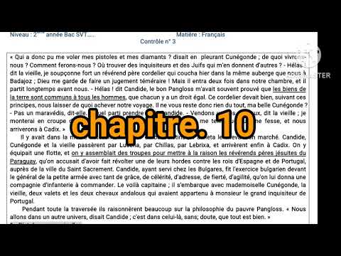 2bac candide ou l' optimisme contrôle N3 chapitre 10 التانية باكالوريا الفرض الثالث الدورة الأولى