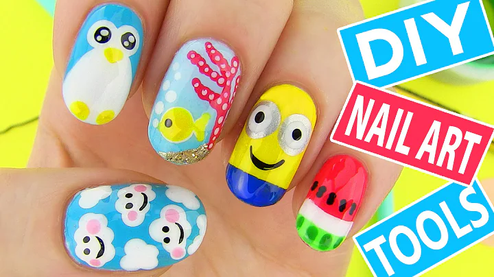 DIY Nail Art Tools with 5 Easy Nail Art Designs! H...