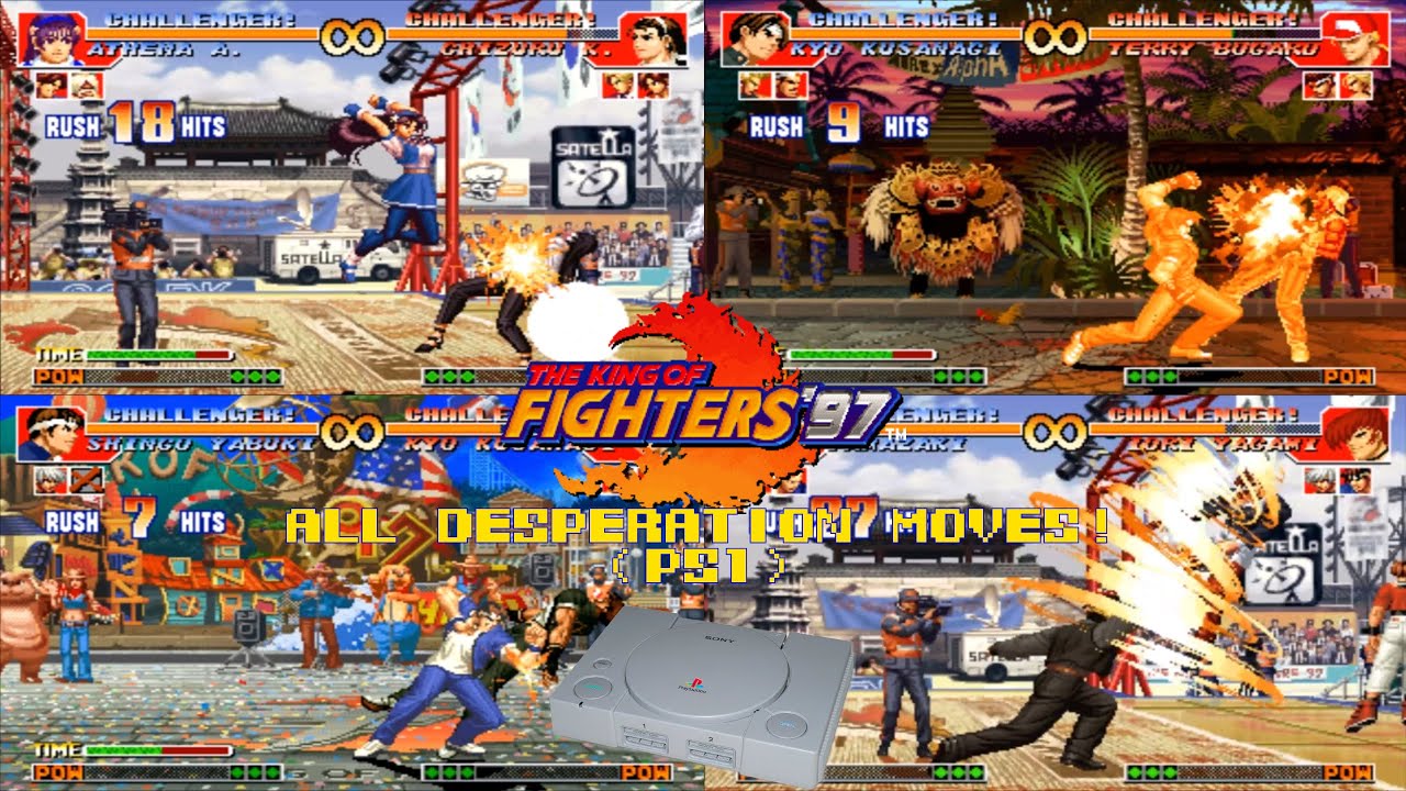 The King of Fighters 97 - All Desperation Moves! (PS1)