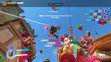 Overwatch: Junkfood Junkrat Quintuple Kill Play (Blizzard World, Quick Play) - 6/2/21