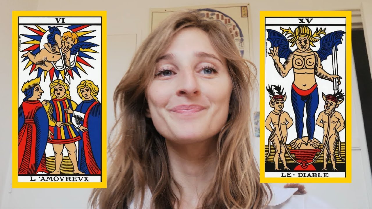 Initiation symbolique carte du Diable et de l'Amoureux - Tarot de