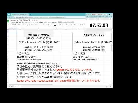 AI予想 ビットコイン・イーサリアムLive配信　2022・9・6