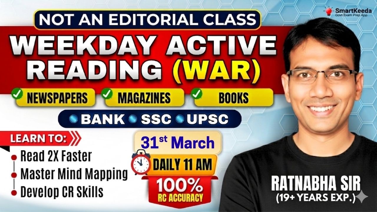 Daily WAR session | 31-March | Reading Comprehension made easy with Active Reading by Ratnabha Sir