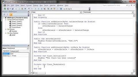 Excel 2010 VBA Tutorial 68   Class Modules   Initialize and Terminate