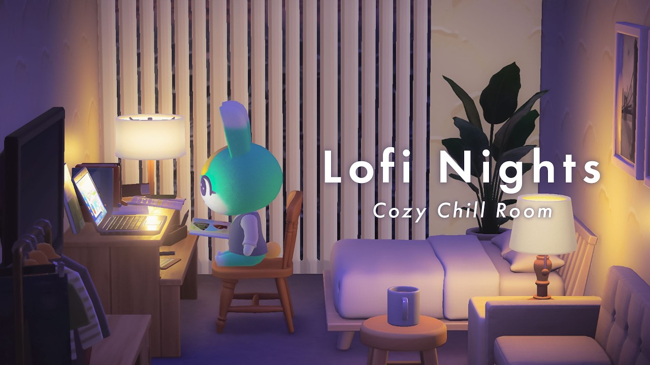 【あつ森】Lofi Night｜静かな夜に部屋でゆっくりと過ごす｜ページをめくる音｜作業・勉強【1時間】