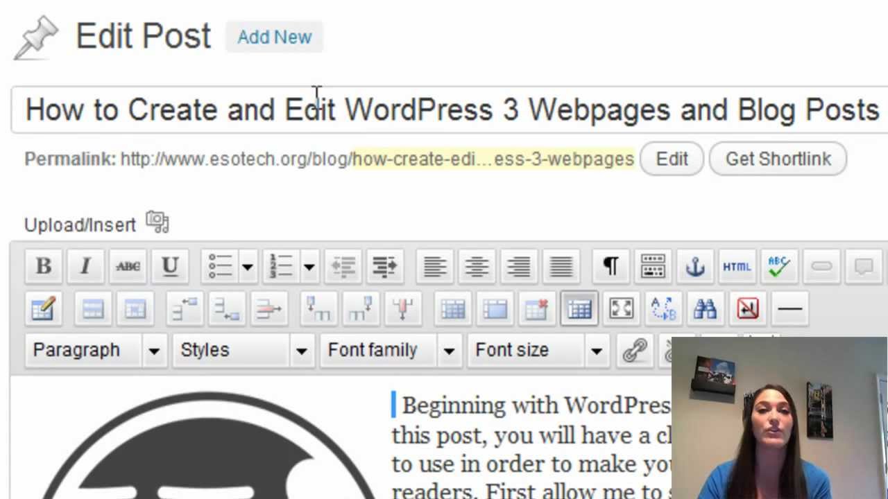 How to Create and Edit Wordpress 3.0 Titles, Pages and Posts - YouTube