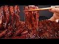 ASMR MUKBANG | SPICY BLACK BEAN ENOKI MUSHROOMS OCTOPUS EATING SOUND 짜장불닭 팽이버섯 문어 소스 듬뿍! 먹방